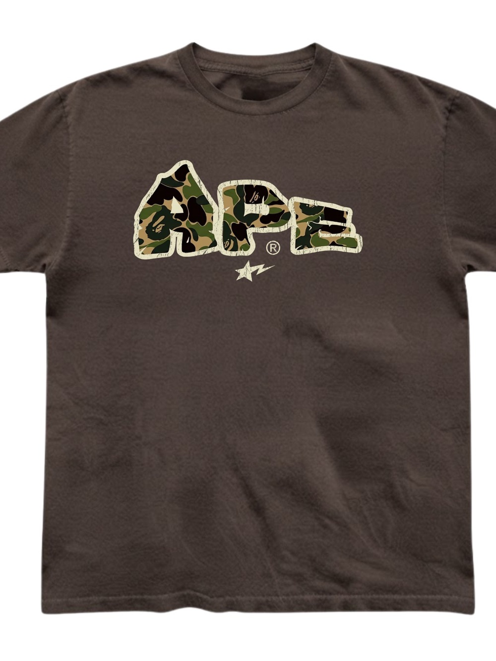 BAPE Camo Logo Graphic Print Gildan T-shirt Brown Tee